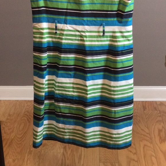 8 Isabella DeMarco green turquoise striped dress - Picture 8 of 16